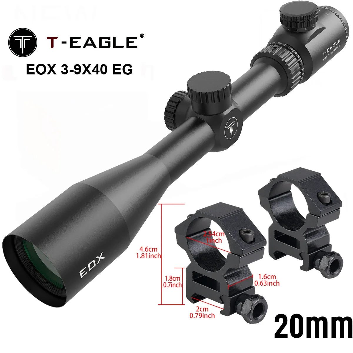 EOX 3-9X40 EG Red Green Illuminated Optical Scope for Hunting Tactical T-EAGLE Scopes 3-9X Magnify Telescope Aim Accessory