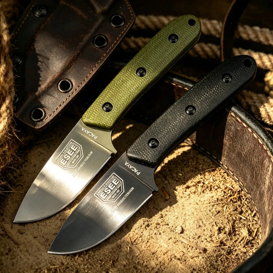 ES Stainless Steel Sharp Fixed Blade Knife Suitable for Outdoor Camping Hiking Daily Emergency Carrying Practical Cutting Knife