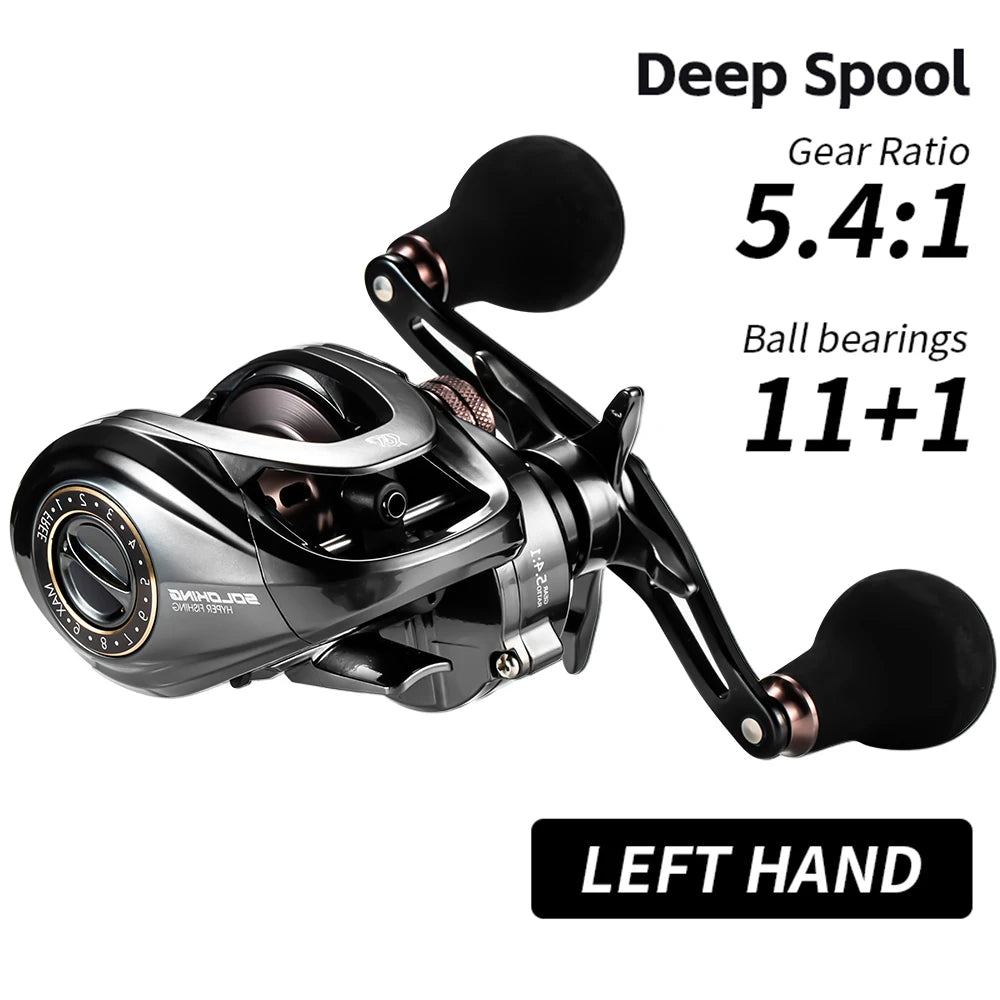 Soloking HIAW Pro Baitcasting Fishing Reel 11+1BB 7.2:1/5.4:1 Speed Gear Ratio,21LB Drag Power Ultra Smooth Durable Fishing Rod