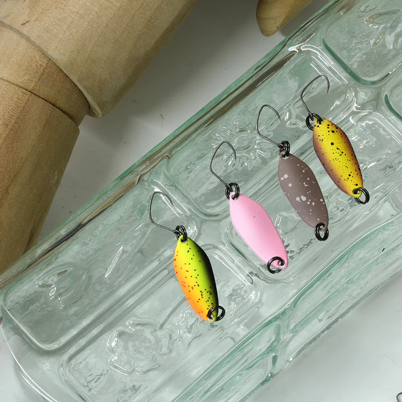 1Pcs NEW Area Trout Colorful Painting Spoon Bait 1.6g 27mm Copper Metal Fishing Lures For Trout Perch Chub