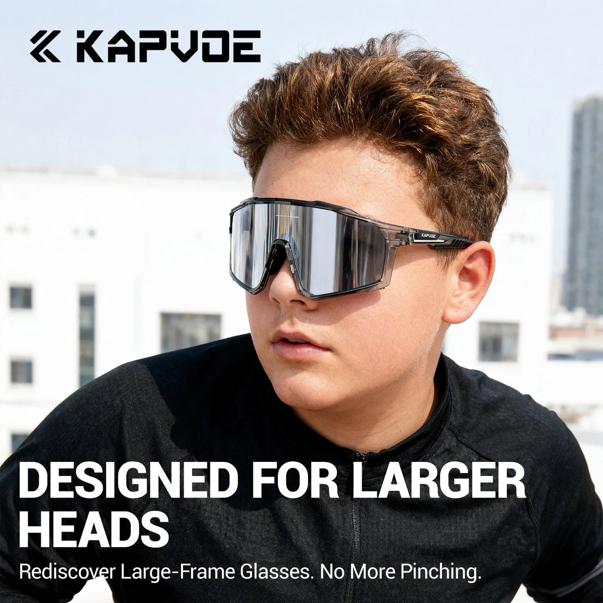KAPVOE New Large Size Cycling Sunglasses Glasses Outdoor UV400  Sports MTB Goggles Bike Driving Glasses Men Road Bicycle Glasses