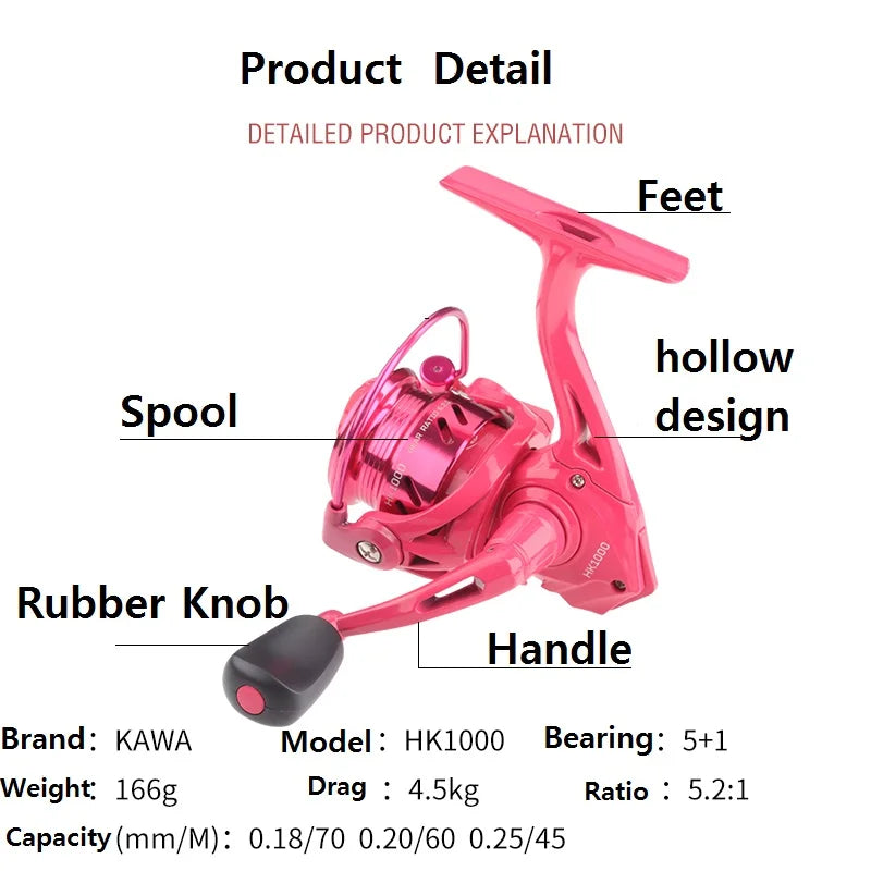 Kawa Carbon Fiber Fishing Rod Super Light Pink Color Super Soft Rod UL Action 2 Sections Portable For Fishing