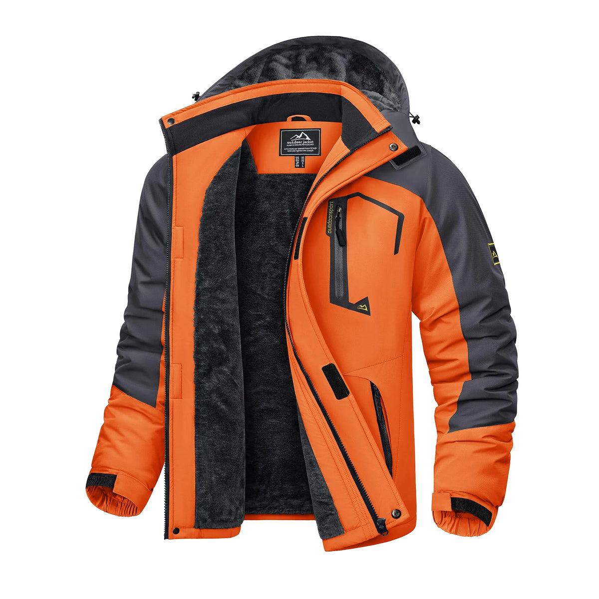 KEFITEVD Winter Ski Jacket Men's Warm Fleece Lined Jackets Water Resistant Heavyweight Coats Outdoor Hiking Camping Windbreaker
