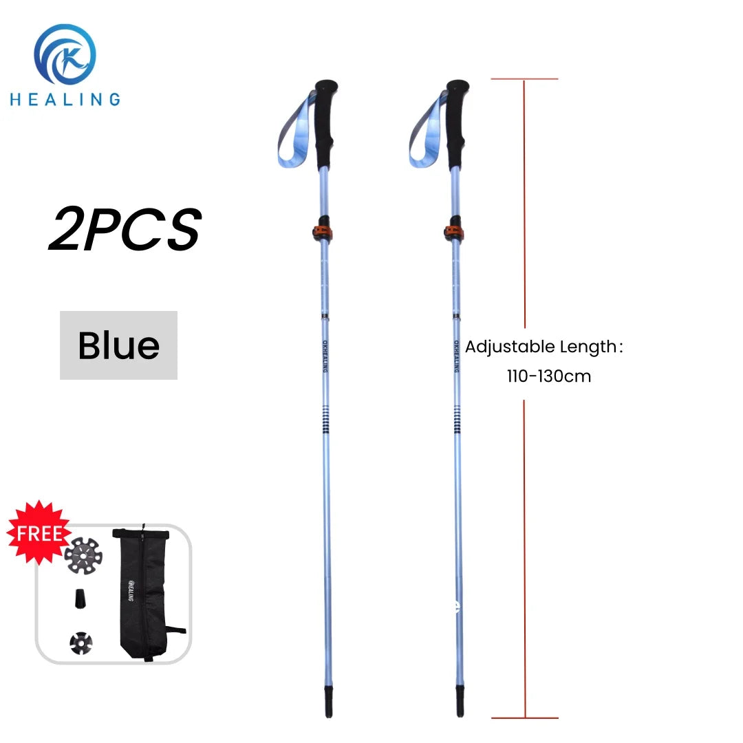 2026 New Carbon Fiber Folding Trekking Poles Ultralight Adjustable Length Quick Lock Walking Sticks for Hiking Camping Travel