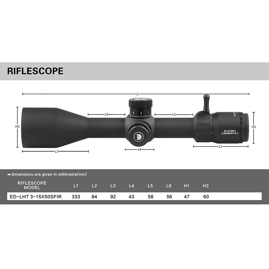 Discovery ED GEN II 3-15X50 Tactical Riflescope Optic Sight Super HD Illuminated First Focal Plane Hunting Shooting Scopes