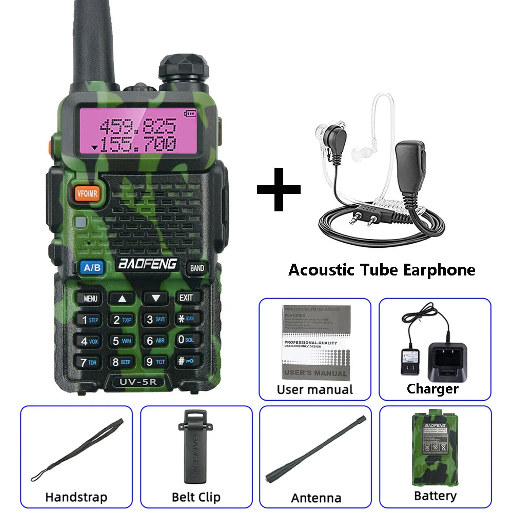 BaoFeng Green UV 5R Walkie Talkie VHF/UHF Long Range Radio For Camping Portable FM Radio Stations Transceiver Wireless Set