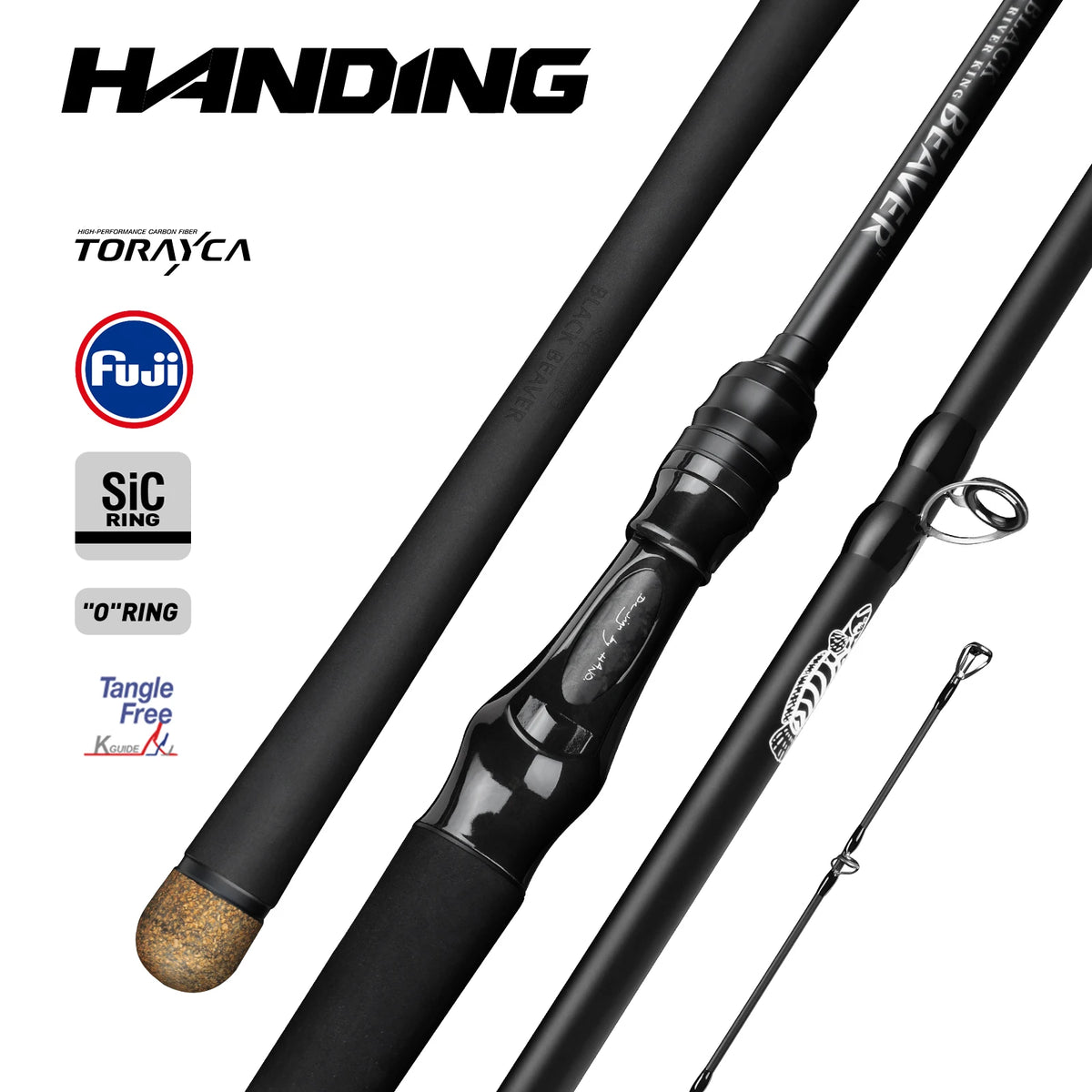 HANDING BLACK BEAVER Ⅱ Fishing Rod Toray 30 Ton Carbon Fiber FUJI O and SiC Guide Rings  EVA Full Grip Handle Pike Casting Rods