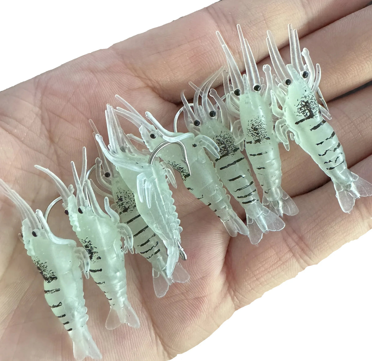 10pcs/Lot Goture Shrimp Lures Soft Shrimp Fishing Lures for Freshwater Saltwater Luminous Shrimp Bait Set with Sharp Hook Bead