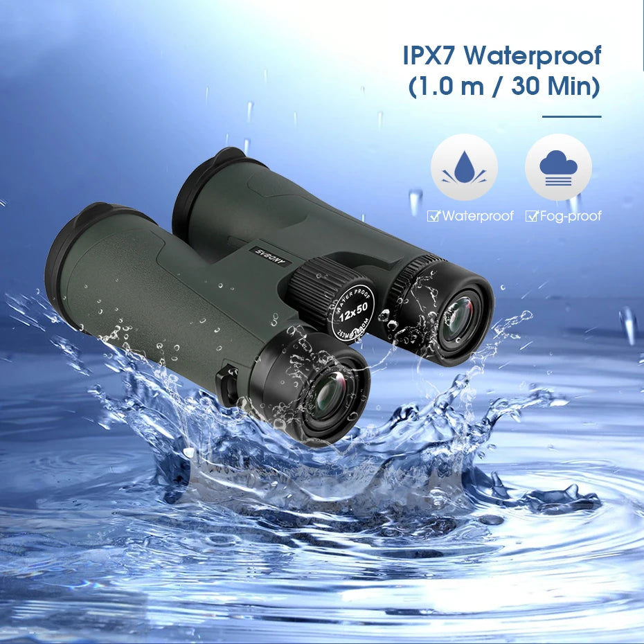 Svbony SA203 12x50 Binoculars  IPX7 PPS FMC Bak4 Portable Neckband Twist‑Up Eyecups for Outdoors Free Binocular Tripod Adapter