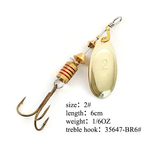 Spinner Bait Fishing Lure 3.9g 4.6g 7.4g 10.8g 15g Rotating Spinners Spoon Lures Pike Metal With Treble Hooks Fishing Goods