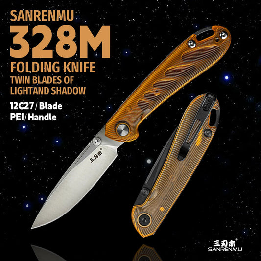 SANRENMU 328M Outdoor Folding Knife 12C27 Blade Camping Fishing Hunting Hiking Exploration EDC Portable Pocket Fruit Knives