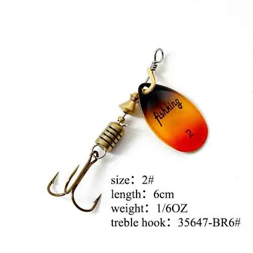 Spinner Bait Fishing Lure 3.9g 4.6g 7.4g 10.8g 15g Rotating Spinners Spoon Lures Pike Metal With Treble Hooks Fishing Goods