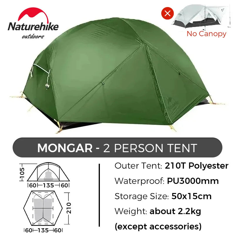 Naturehike Mongar UL/PRO 1 2 3 Person Tent Ultralight Waterproof Backpacking Tent Outdoor Portable Hiking Camping Sunshade