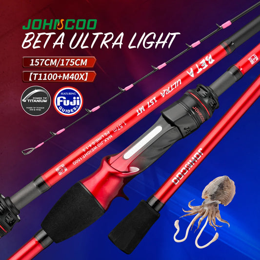 Johncoo Beta Ultra Fishing Rod 157M SMT Cuttlefish Rod Max 5-6KG Fishing Rod with Fuji Rings Hanchi Fishing Rod Light Weight