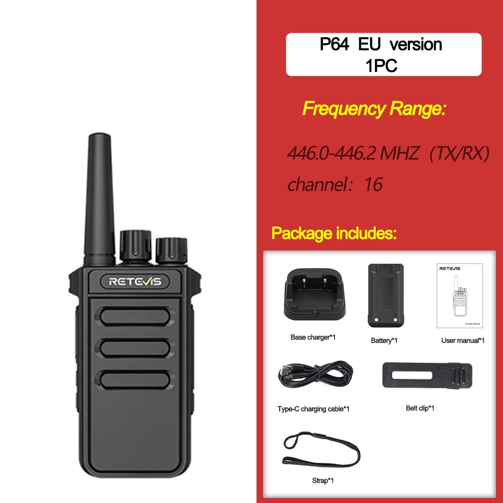 Retevis P4 P64 Walkie Talkie UHF DMR Two Way Radio Emergency Communication Type-C Radio for Camping Ham Radio Digital Portable