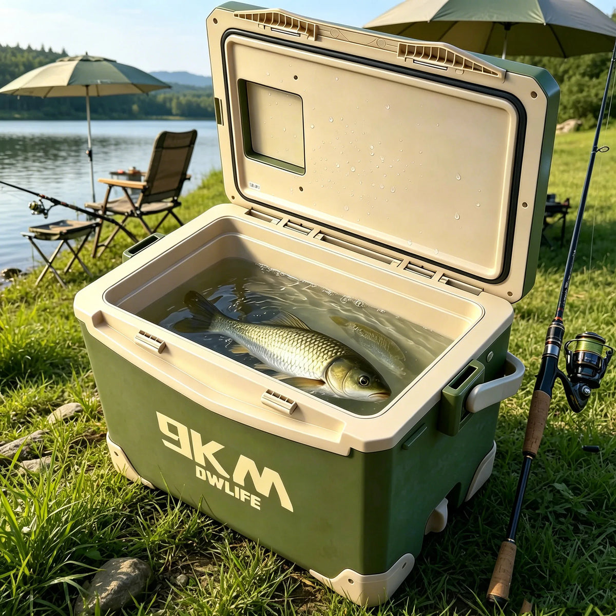 9KM Fishing Cooler Box Fishing Bucket Storage Tackle Box Outdoor Insulated Ice Chest Box for Fishing Camping Boating