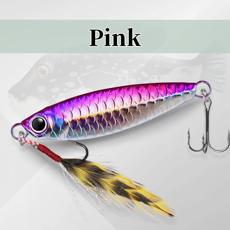 Metal Saltwater Fishing Lures Vertical Slow Pitch Fishing Hooks Fishing Jigging Spoon with Assist Hooks Artificial Bait Tackle