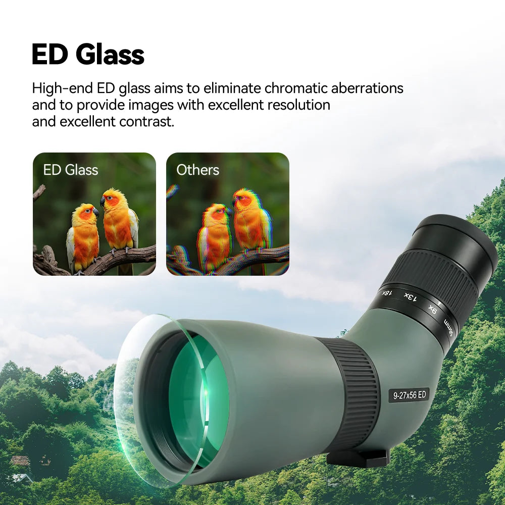 Svbony SV410 ED Telescopes 9-27x56 Protable Mini Spotting Scope Phase Correction Coated Powerful Monocular for Bird Watching