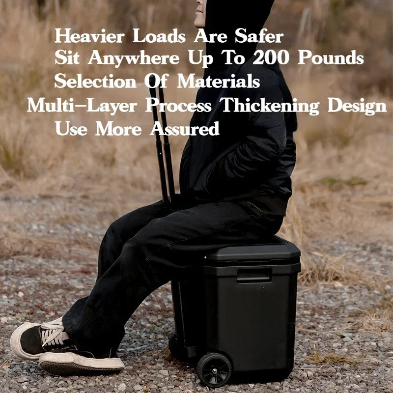 Mountainhiker 36L Outdoor Refrigerator with Trolley Wheels Incubator Portable Camping Warm Box BBQ Car Pulley Cooler Storage Box