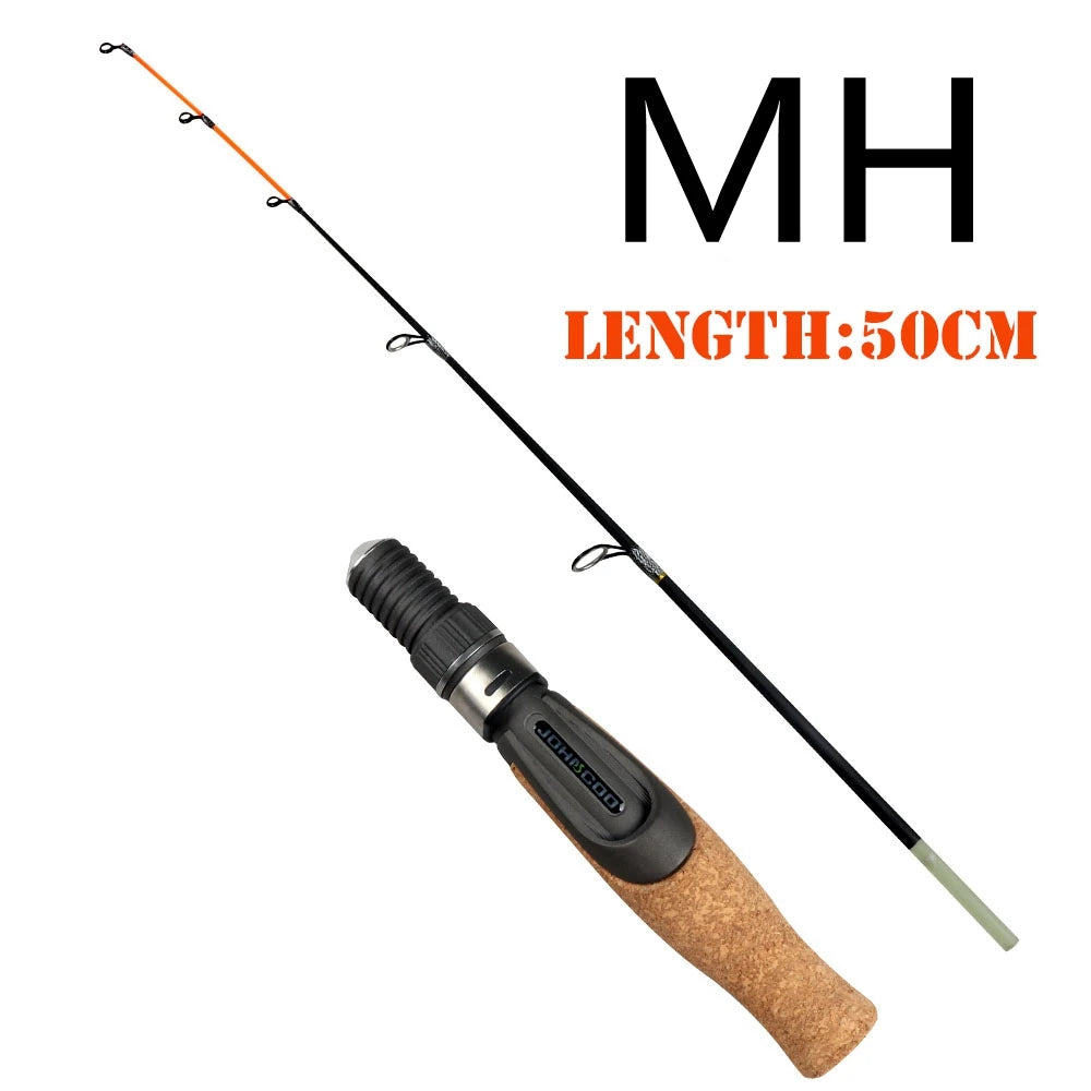 UL ML Winter fishing rod soft tip 50cm Ice fishing rod with Flat tip high quality Fiber Glass tip with cork handle
