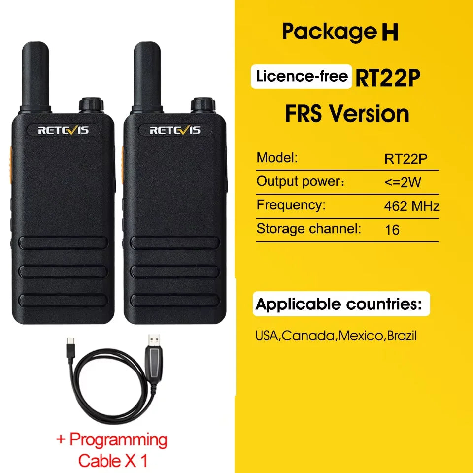 Retevis RT622P (B63) New Version of RT22 15mm Ultra-thin Mini Walkie-talkie PMR446 Profesional 2 Way Radio Type-C VOX for Family