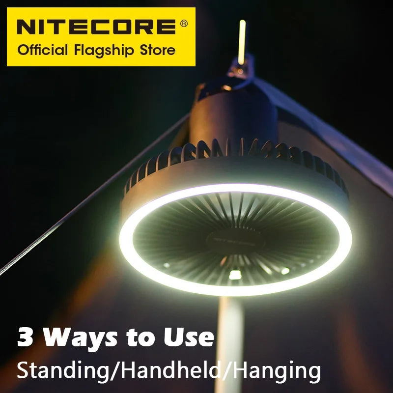 NITECORE NEF10 Outdoor Camping Light 3-in-1 Electrice Fan USB-C Rechargeable Ceiling Light 10000mAh Power Bank LED Ring Light