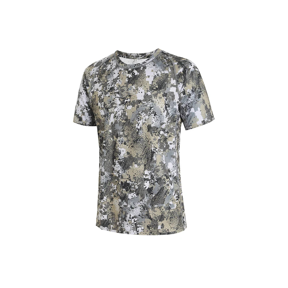 Ainfad Men's Quick-Drying Printed Camouflage T-Shirt Short Sleeve Summer Hunting Wear Outdoor Camo Tee