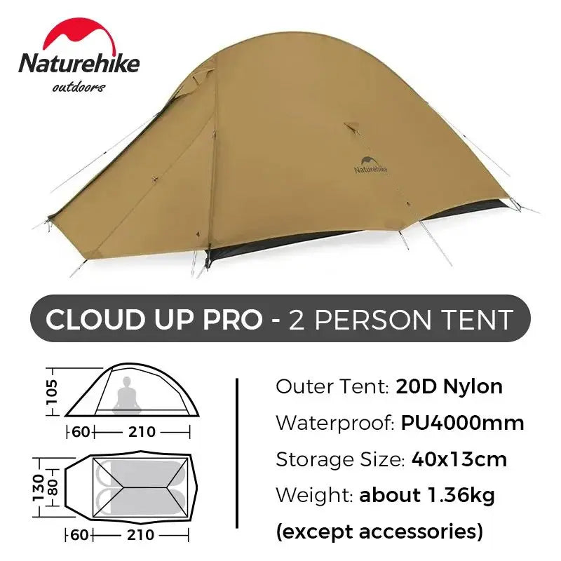 Naturehike Cloud Up Pro 1 2 3 Person Tent Outdoor Camping Tent Ultralight Waterproof Tent Free Standing Hiking Backpacking Tent