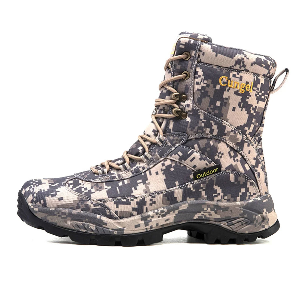Men's High Top Camouflage Hunting Boots Breathable Outdoor Hiking Wear-Resistant Waterproof Mountaineering Boots Tactical Shoes