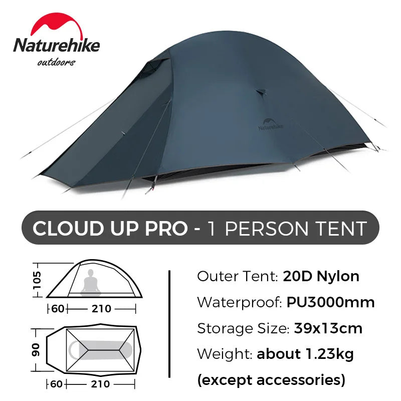 Naturehike Cloud Up Pro 1 2 3 Person Tent Outdoor Camping Tent Ultralight Waterproof Tent Free Standing Hiking Backpacking Tent