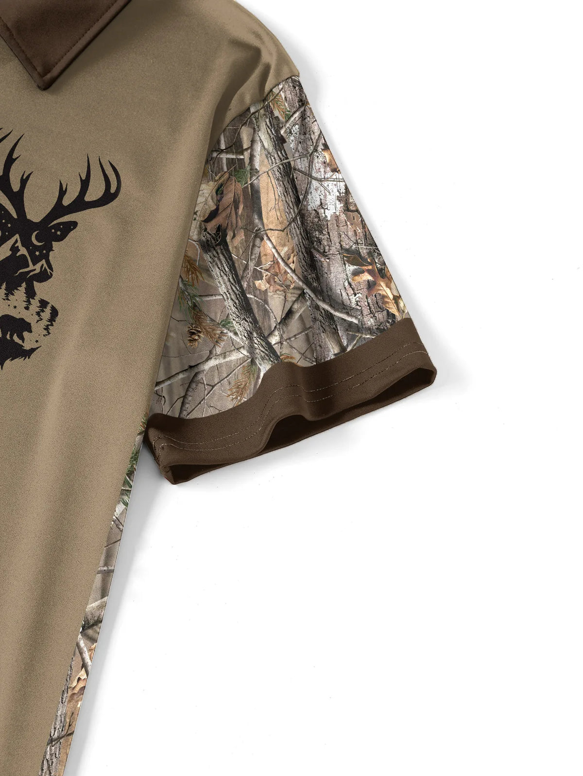 Men's Casual Deer Head Print Short-Sleeved Buttoned Polo Shirt Spring Summer and Autumn Fashionable Polo Shirt Suitable for Goi