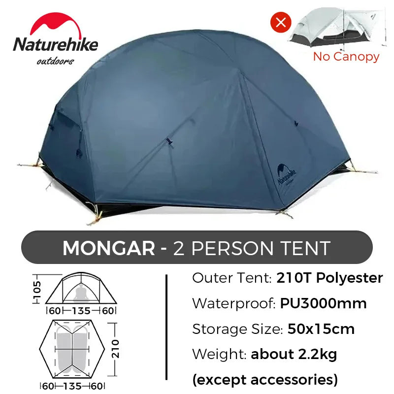 Naturehike Mongar UL/PRO 1 2 3 Person Tent Ultralight Waterproof Backpacking Tent Outdoor Portable Hiking Camping Sunshade