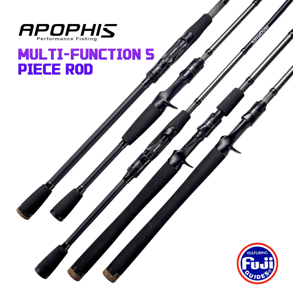 CYLIUS 5 Section Apophis Travel Bass Fishing Longcast Heavy Power Portable Multi Section All Purpose Fishing Rod  For Trip