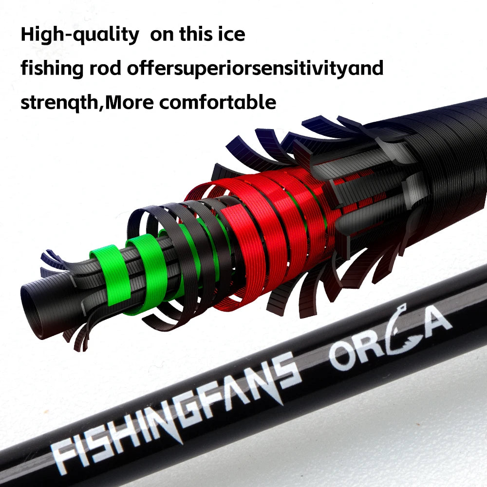 24'' UL 26'' ML 28'' ML 30'' M Ice Fishing Rod Portable Winter Carbon Solid Tip Sensitive Ice Fishing Rod