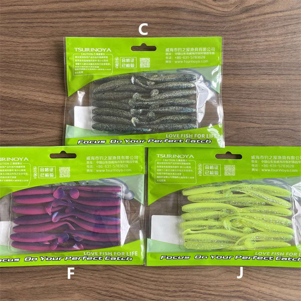 12 Bags 55mm 65mm 75mm 88mm 100mm 120mm Fishing Lures Wobblers Carp Fishing Soft Lures Silicone Artificial Double Color Baits