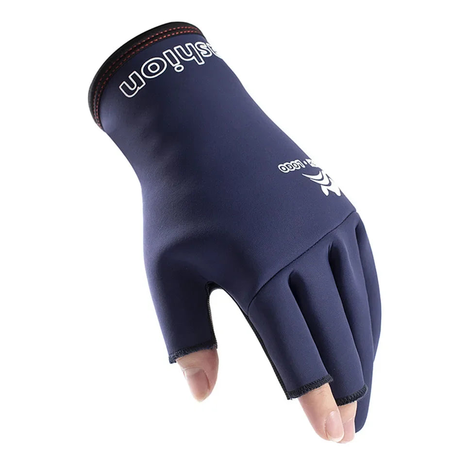 Winter Outdoor Ice Fishing Gloves Windproof Waterproof Rubber Material Comfortable Lightweight Fingerless Design Cycling Gloves