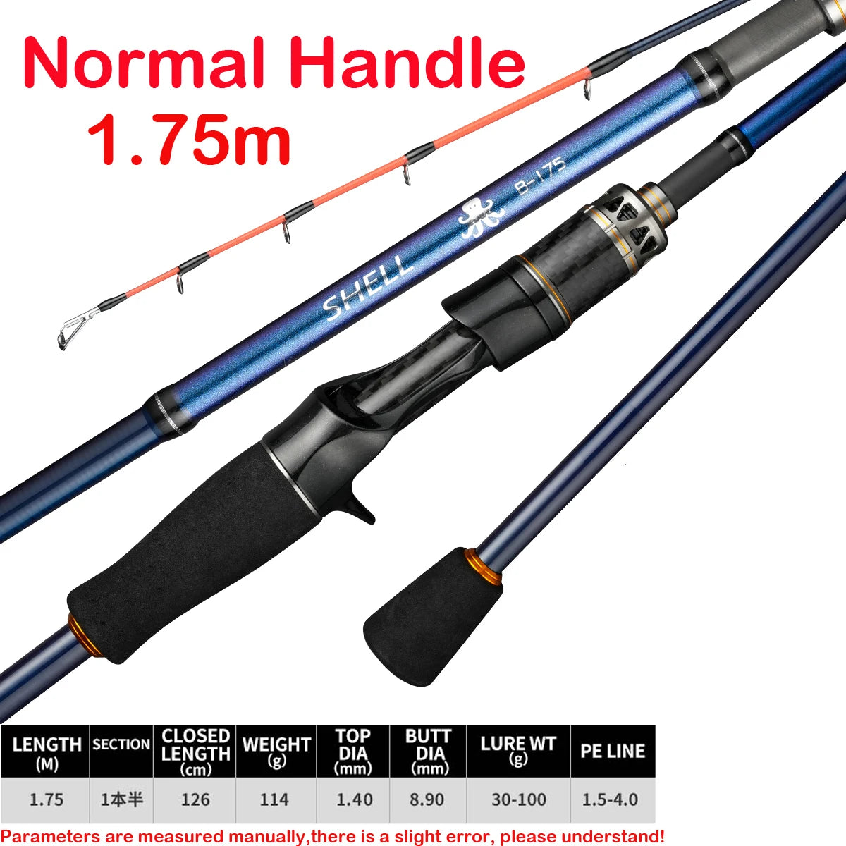 1.75m octopus fishing rod Baitcasting Fishing rod Titanium Tip Boat Fishing rod with Comfortable handle 1.7m Sprial guides