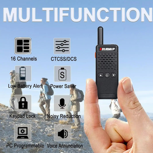 Ultra Mini Walkie Talkies,Rechargeable Two Way Radios Long Range for Cruise Hiking Hunting Skiing Supermarket