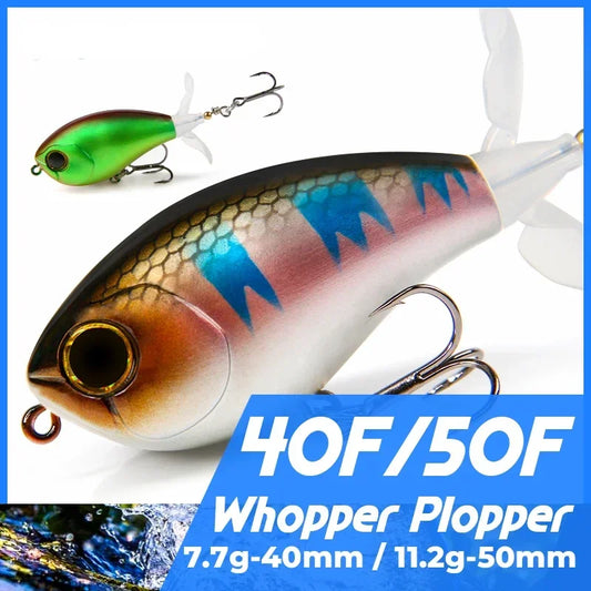 40mm 50mm Topwater Whopper Popper Rotating Double Propeller Tail Artificial Bait for bass pike Fishing Lures