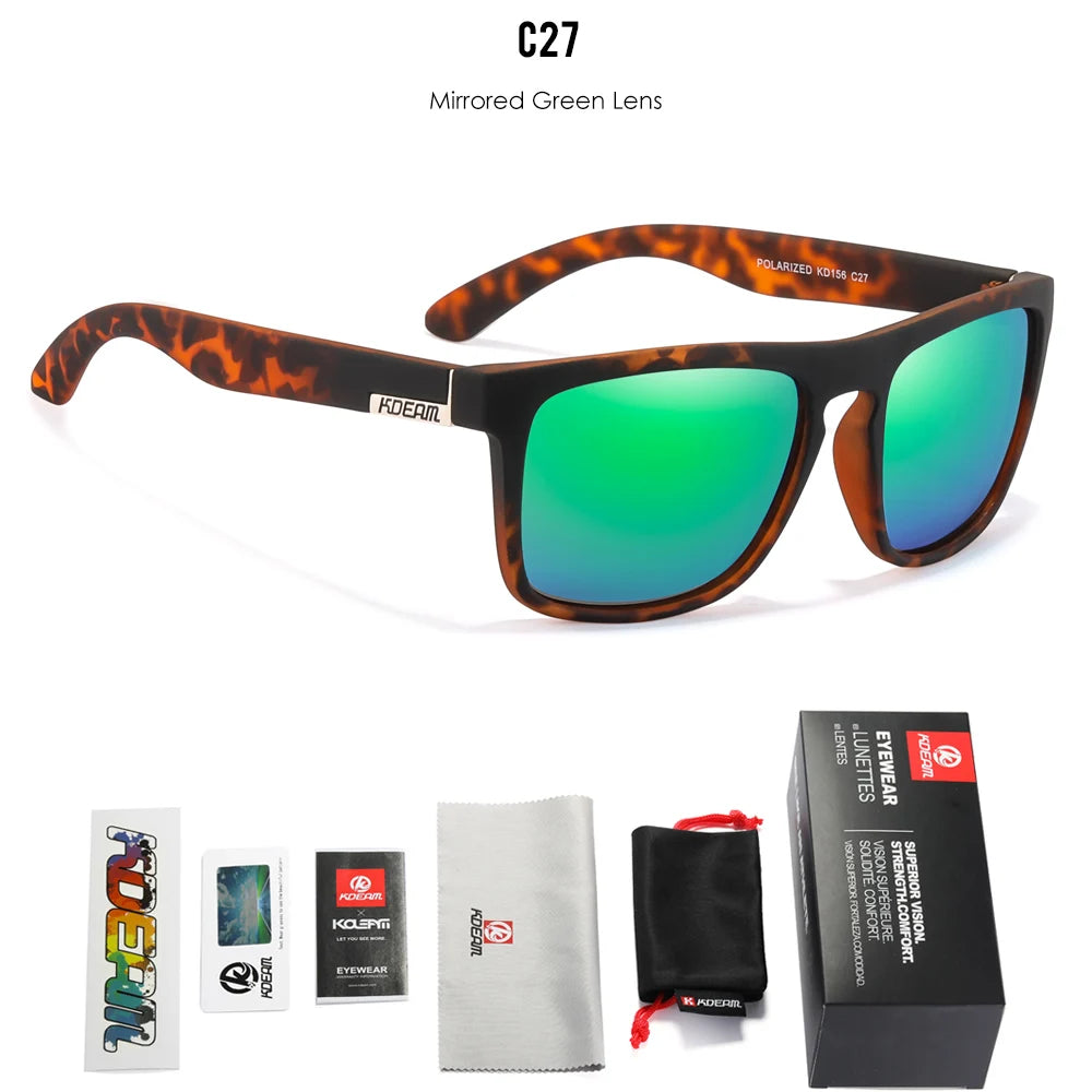 KDEAM Legend Square Sunglasses Polarized Lens For Men Women Outdoor Sports Fishing Mountaineering  Sun Glasses With Brand Box