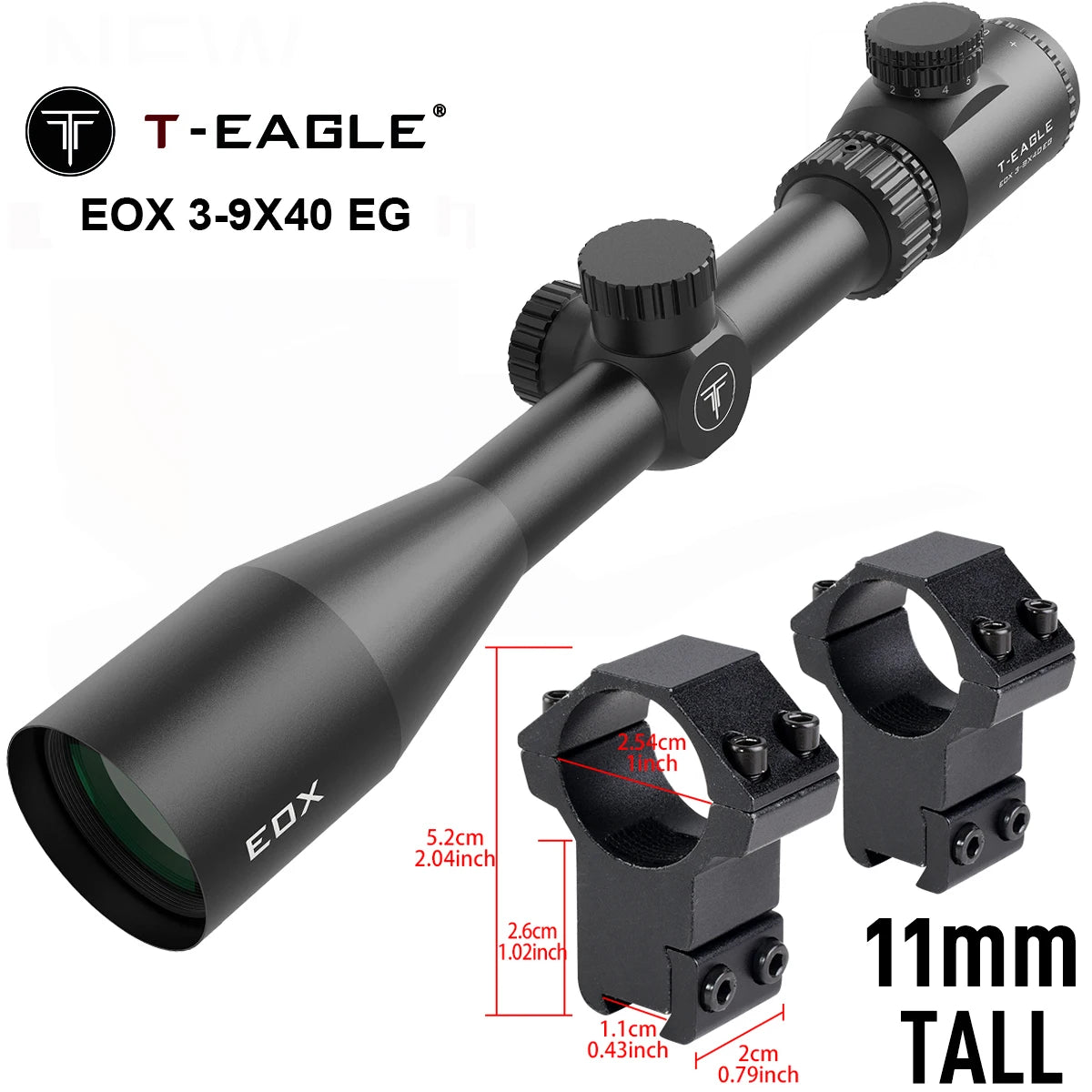 EOX 3-9X40 EG Red Green Illuminated Optical Scope for Hunting Tactical T-EAGLE Scopes 3-9X Magnify Telescope Aim Accessory