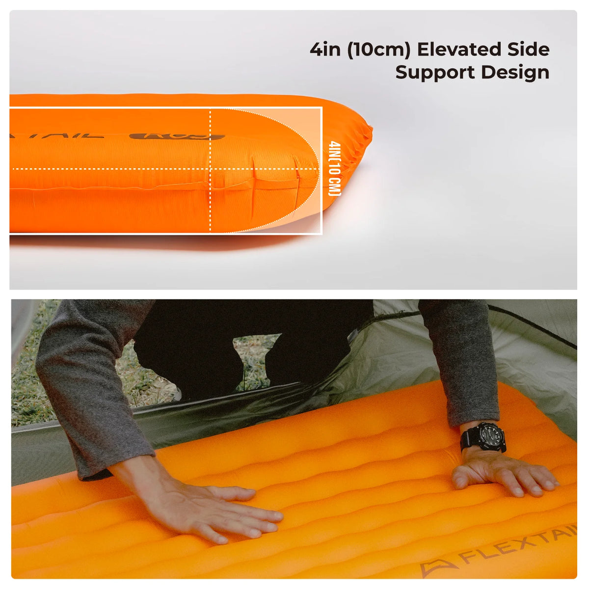 FLEXTAIL TINY SLEEPING PAD R05 – 196cm Insulated Sleeping Pad, R 5.6 Inflatable Air Mat, 4 Seasons Outdoor Camping Air Mattress