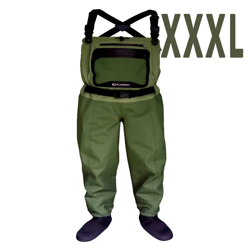 5 Layer Breathable Waterproof Fly Fishing Chest-High Waders Stockingfoot High Pant Wader Durable Duck Hunting Wading Pants