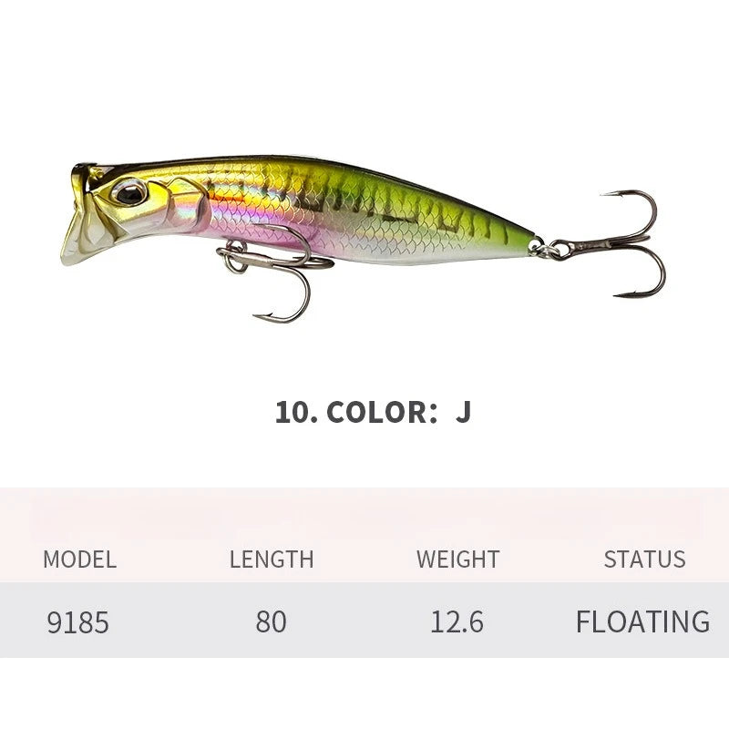 80mm 12.6g Surface Popper Fishing Lures Long Casting Artificial Bait Topwater Pencil Swimbait Wobblers Flounder Sea Bass Pike