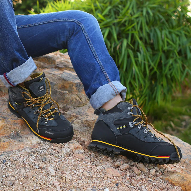 Brand Men's Hiking Boots Autumn Winter Trekking Shoes Waterproof Leather Boots Men Women Outdoor Non-slip Climbing Boots Size 46
