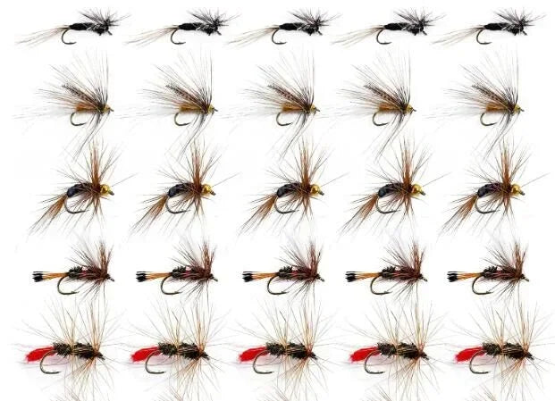 Goture 25-150Pcs/Set Insects Flies Fly Fishing Lures Bait High Carbon Steel Hook Fish Tackle with Hook Decoy Fishing Lure Set