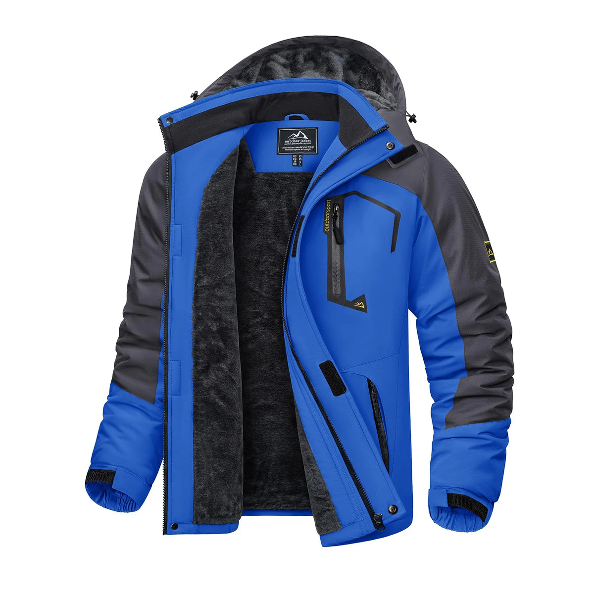 KEFITEVD Winter Ski Jacket Men's Warm Fleece Lined Jackets Water Resistant Heavyweight Coats Outdoor Hiking Camping Windbreaker