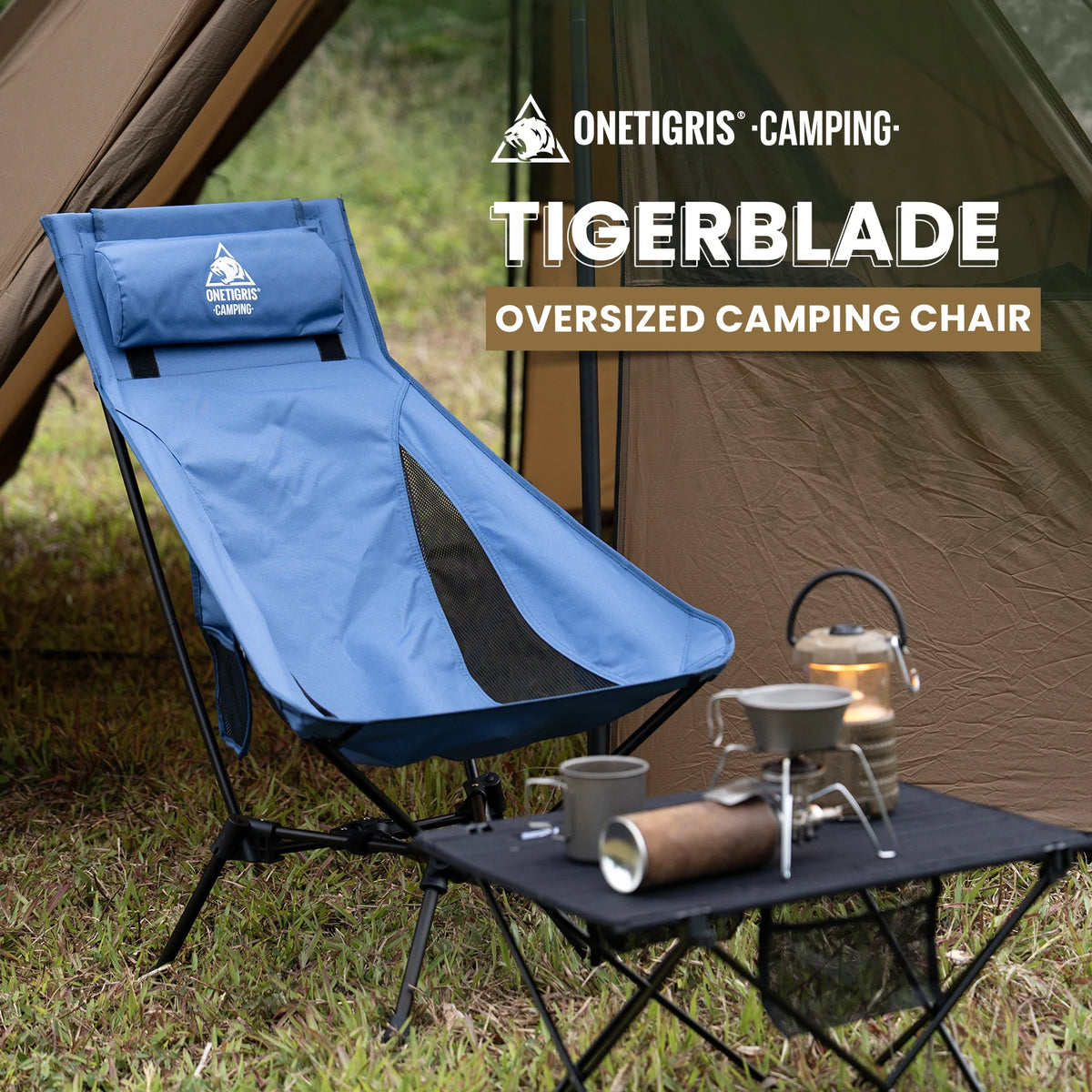 OneTigris Tigerblade Camping Chair High Backrest Relaxing Foldable Chair for Trekking Travel Fishing Beach Garden Longue Chair