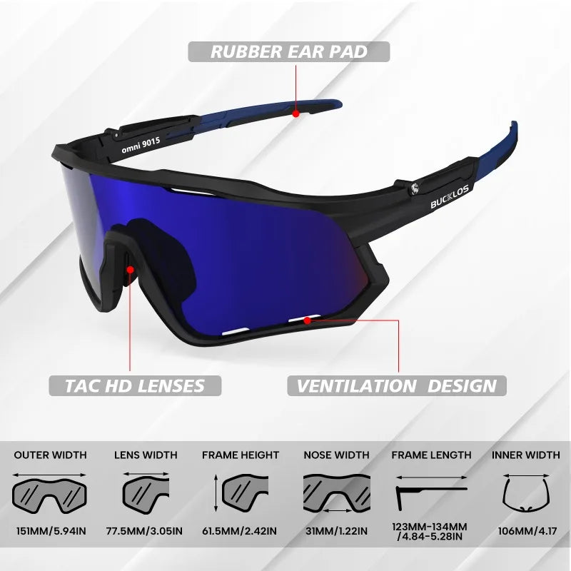 BUCKLOS UV400 Polarized Cycling Goggles Road Mountain Bike Sunglasses TR-90 Frame Outdoor Cycling Eyewear Unisex Sports Glasses