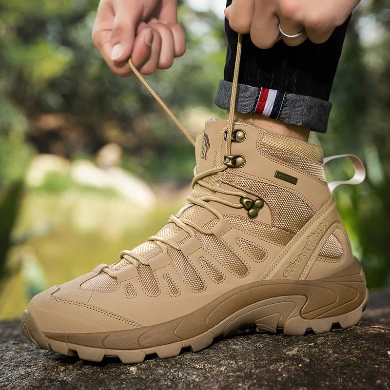 Mens Outdoor Hiking Boots Desert Combat Tactical Boots Male Winter Shoes Men Desert Ankle Boots Work Safety Shoes Big Size 39-46